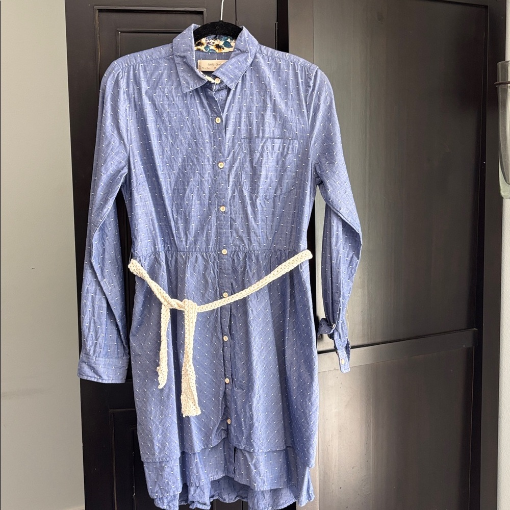 Anthropologie Isabella Sinclair Button Up Chambray Long Sleeve Dress